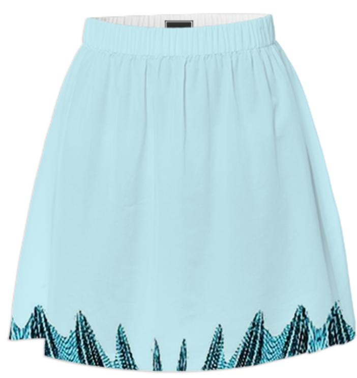 Teal Aqua Abstract Summer Skirt