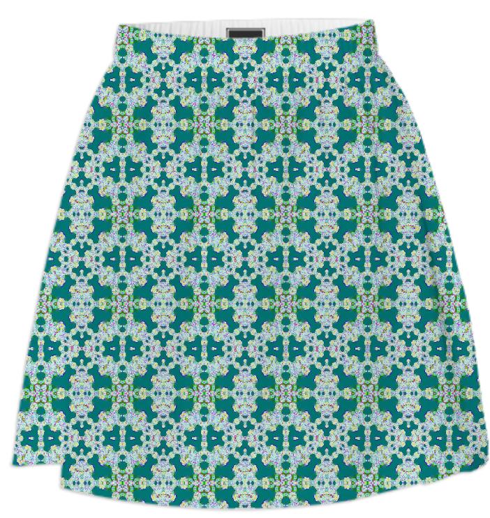 Teal Lace Pattern Summer Skirt