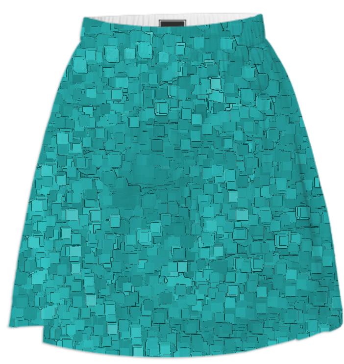 Teal Pixelized Summer Skirt