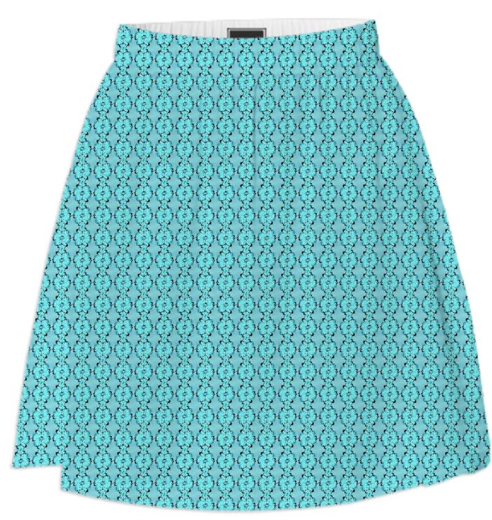 Turquoise Fractal Flower Summer Skirt