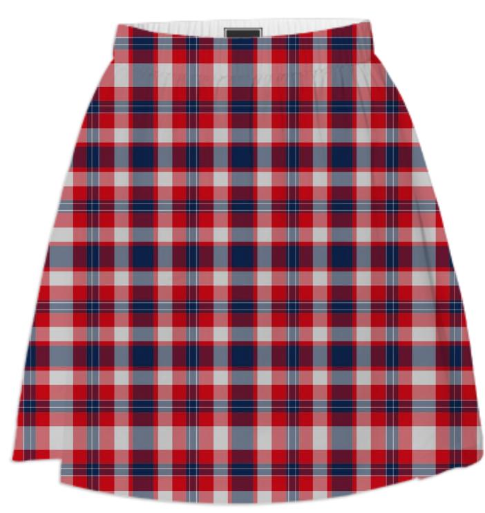 Vintage Patriotic Plaid Summer Skirt