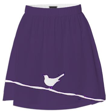 White Bird on a Wire Purple Summer Skirt