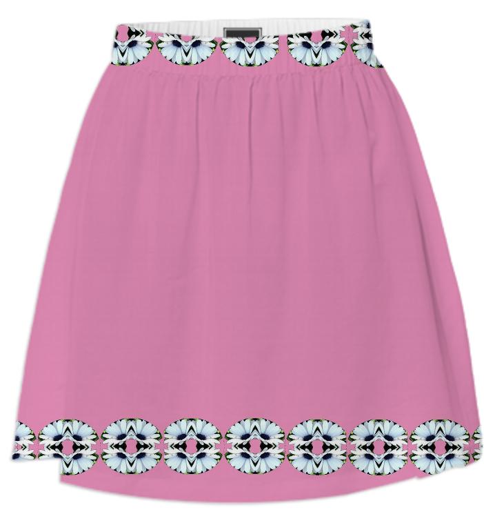 White Daisies on Pink Summer Skirt