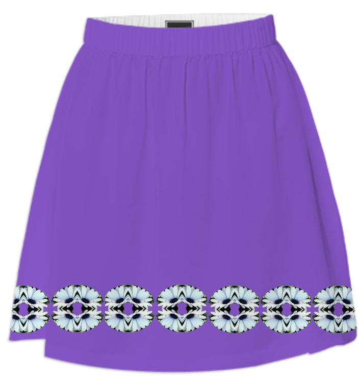 White Daisies on Purple Summer Skirt