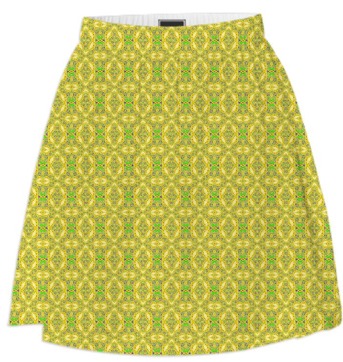Yellow Green Pattern Summer Skirt