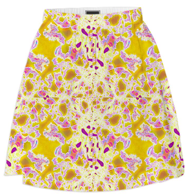 Yellow Purple Abstract Summer Skirt
