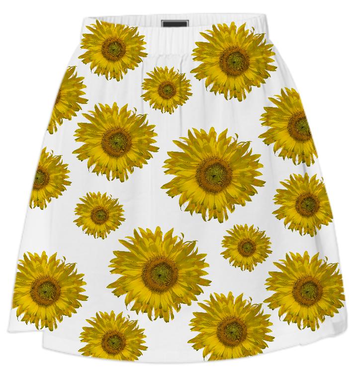 Yellow Scattered Sunflowers Summer Skirt