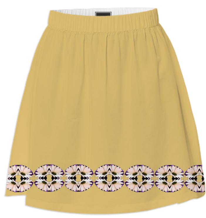 Yellow with Pink Daisies Summer Skirt