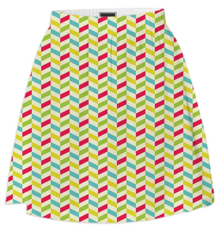 Bright Colorful Herringbone Summer Skirt