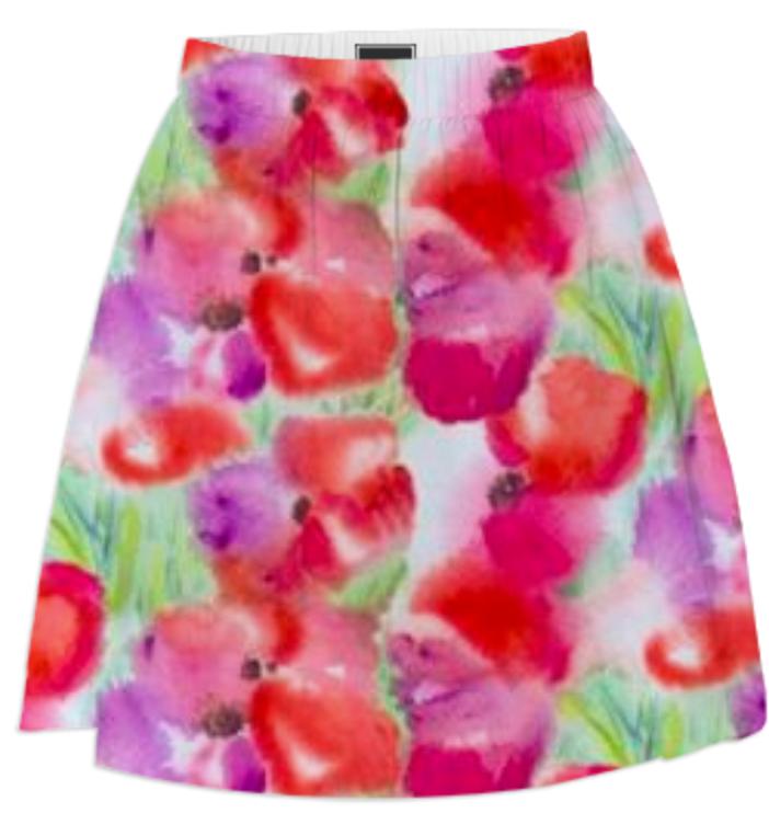 poppy watercolor skirt