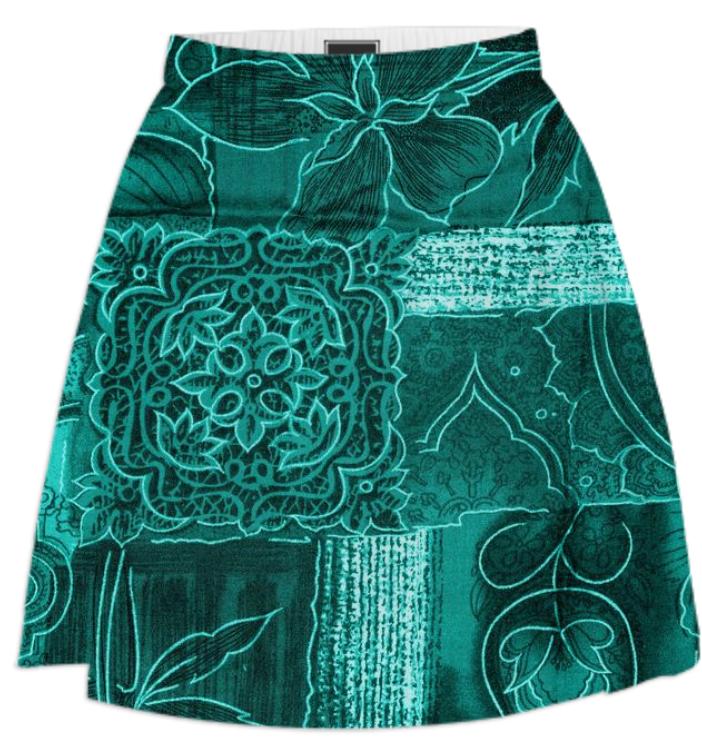 TURQUOISE PATCHWORK SKIRT
