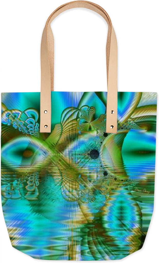 Crystal Gold Peacock Abstract Mystical Lake