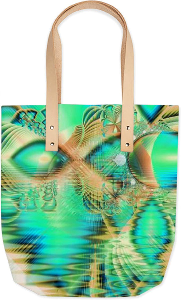 Golden Teal Peacock Abstract Fractal Copper Crystal