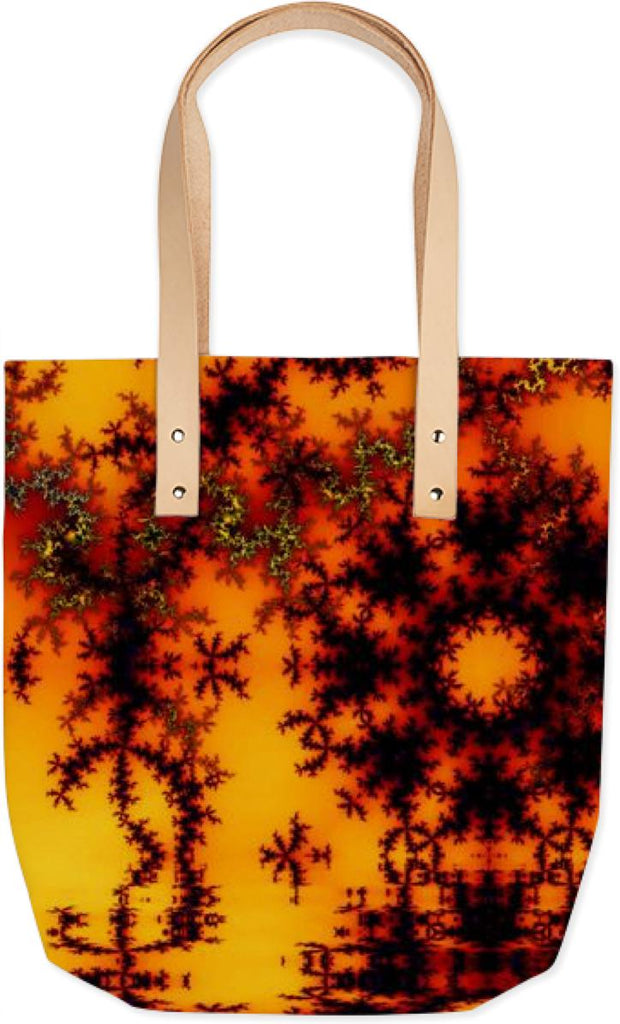 Mystical Golden Fire Lake Abstract Baroque Illusion