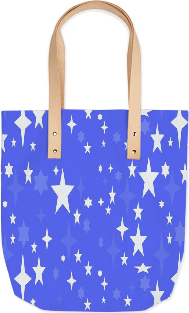 Periwinkle Blue Atomic Stars Tote Bag