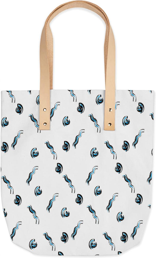 Turquoise and black brush stroke abstract print