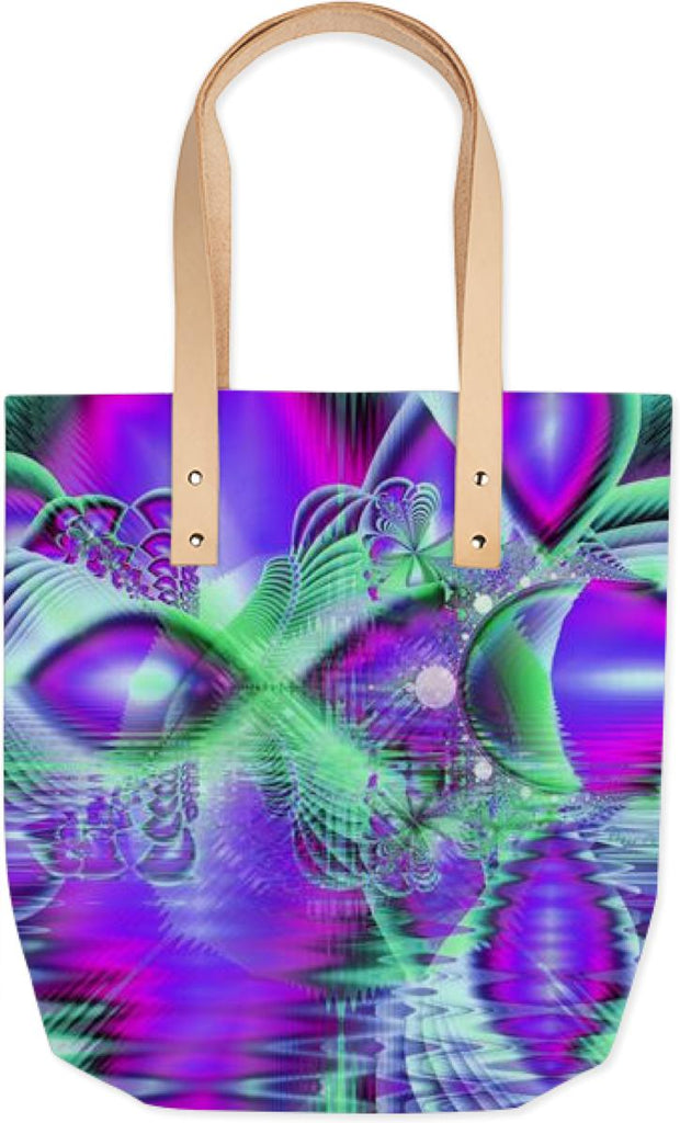 Violet Peacock Feathers Abstract Fractal Crystal Mint Green