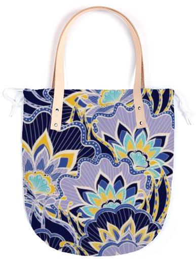 Blue Vintage Floral Tote