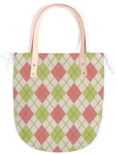 Pastel Pink and Green Argyle Tote