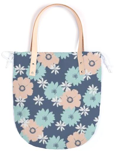 Pink and Blue FLoral Tote Bag