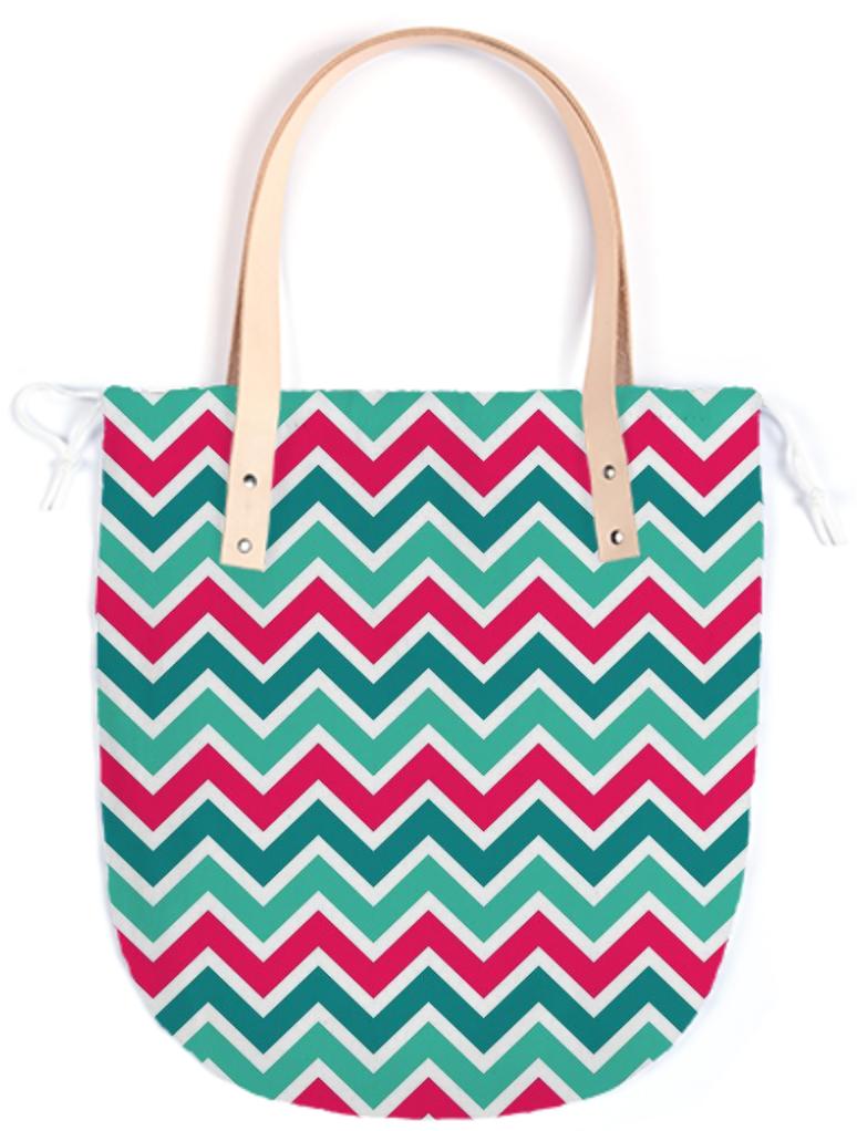 Pink and Teal Chevron Bag
