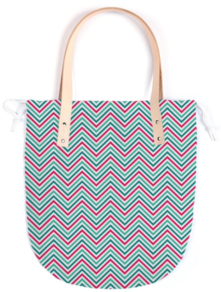 Pink and Teal Chevron Summer Bag