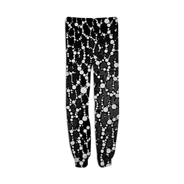 Black White Leopard Bling Print Sweatpants