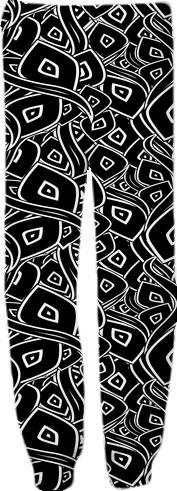 Abstract black and white leaves pattern