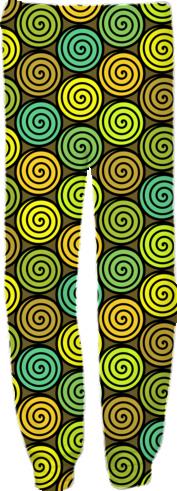 Black green and yellow spirals