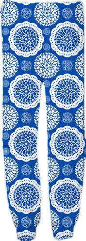 Blue and White Vintage Abstract Floral