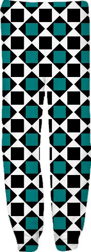Chic teal and black squares and diamonds