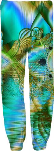 Crystal Gold Peacock Abstract Mystical Lake