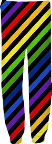 Diagonal Rainbow Stripes on Black