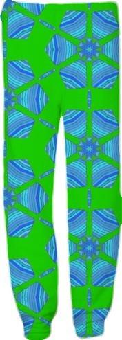 Lime Green and Blue Abstract Floral