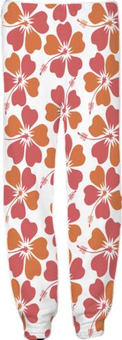 Spring colors hibiscus print on white