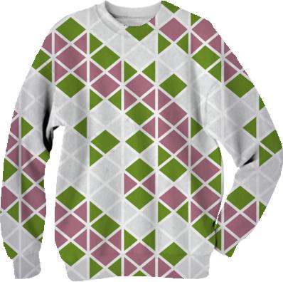 Abstract Geometric Pattern Pink Green and White