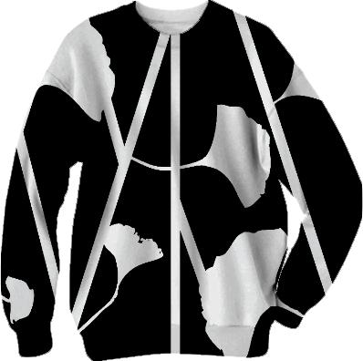 Black and White Graphic Floral Sweatshirt