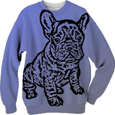 French Bulldog blue and gray sweatshirt