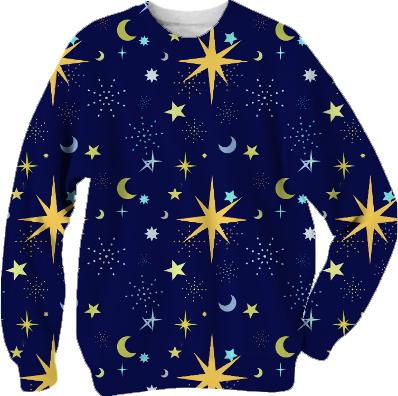 Night Sky Pattern with Moons and Stars Sweatshirt