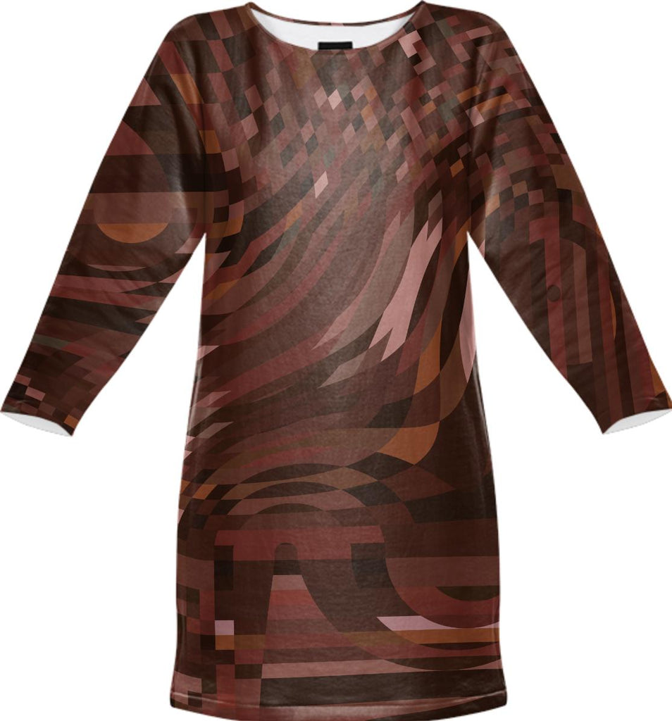 Abstract 369 Brown Geometric Sweatshirt Dress