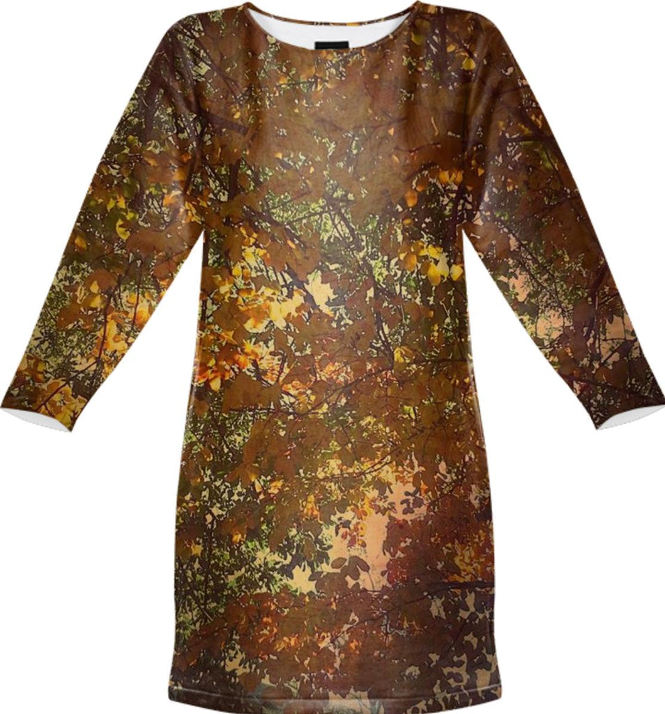 AUTUMN LEAVES Sweatshirt Dress by L e Dubin