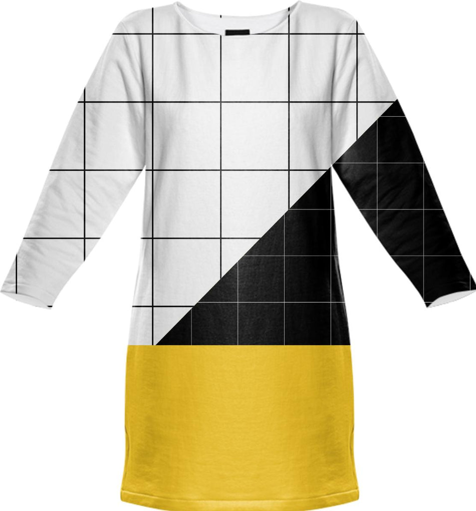 Black and White Grid with Yellow Stripe