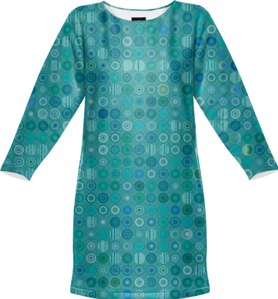 Blue Green Dots with Scattered Patterns sweatshirt dress