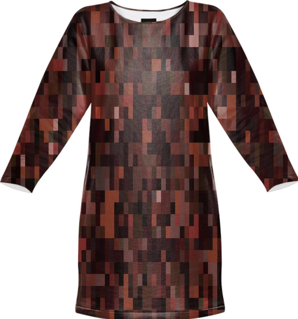 Dark Brown Tones Pixel Abstract Sweatshirt Dress