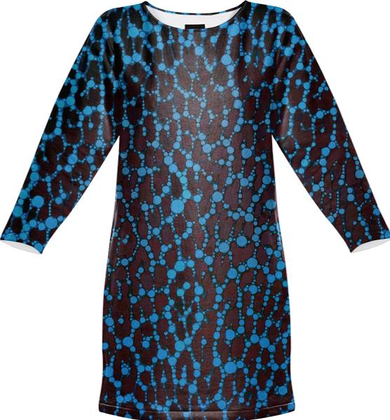 Florescent Blue Leopard Print Sweatshirt Dress