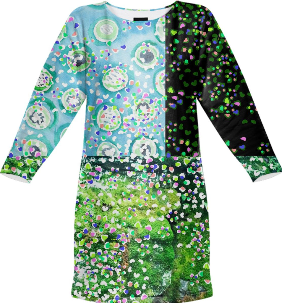 fun collage of color splashes and moss textures