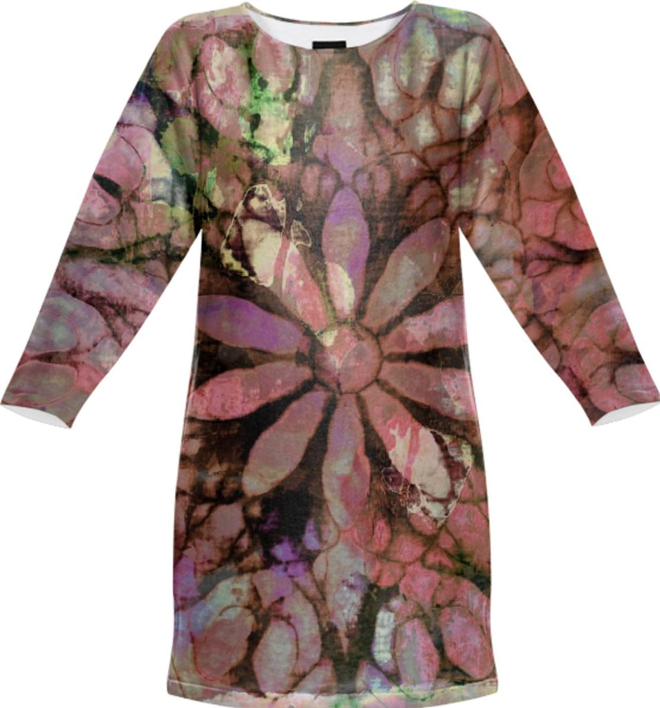 Grungy Floral Sweatshirt Dress