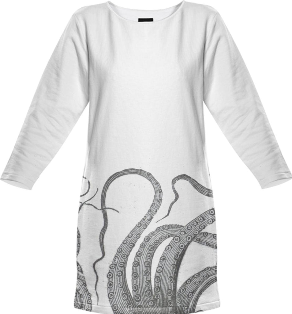 Octopus tentacles vintage kraken sea monster graphic emo goth sweatshirt dress
