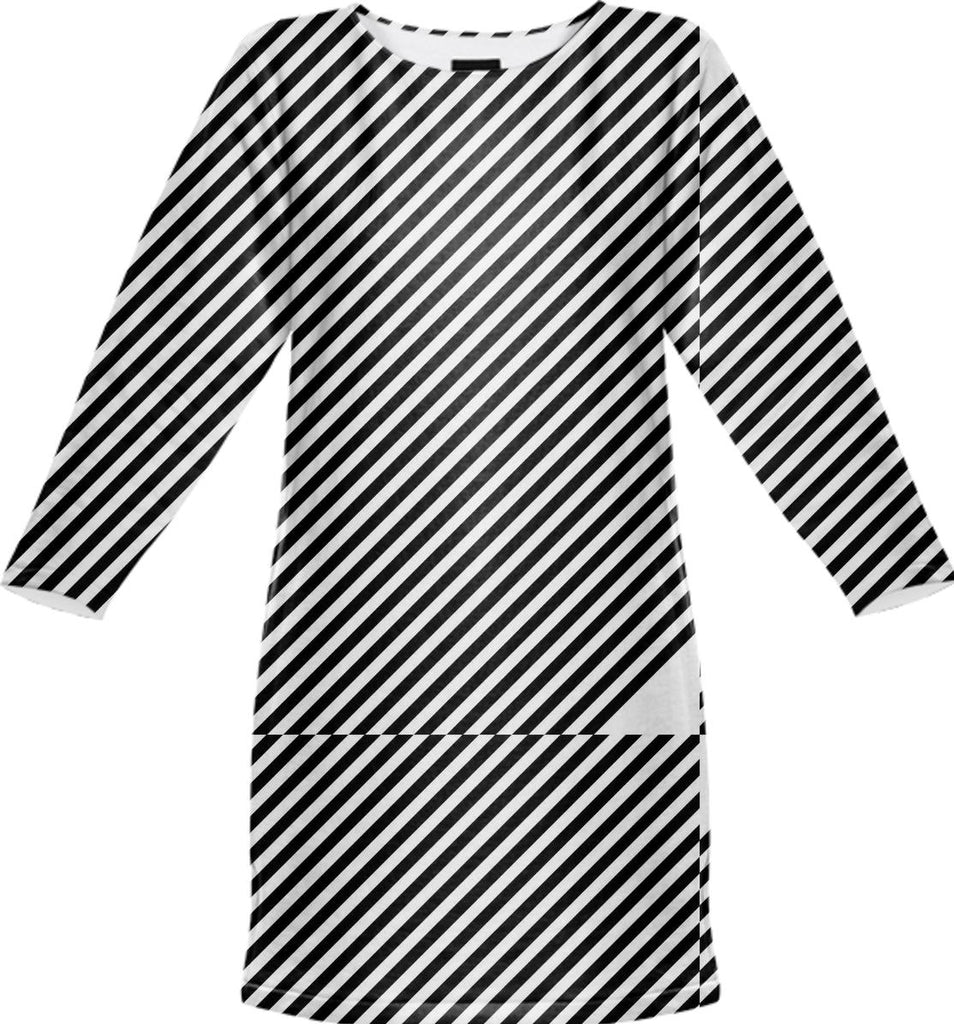 Off Set Stripes Sweatshirt Dress