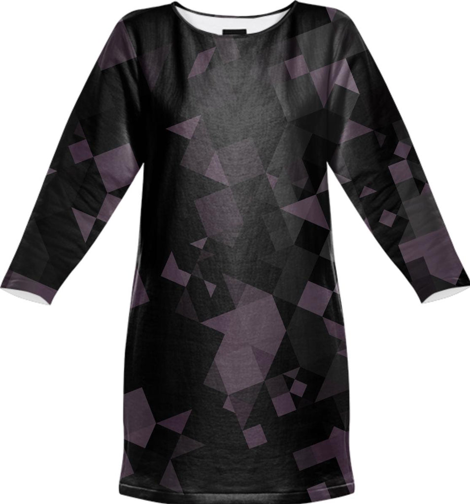 Plum and Black Geometric Sweatshirt Dress